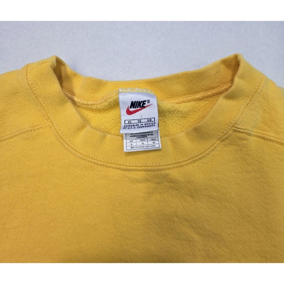 Vintage 90s Nike Swoosh Sweatshirt White Tag Yellow on Yellow Crewneck Mens XL - Picture 5 of 9